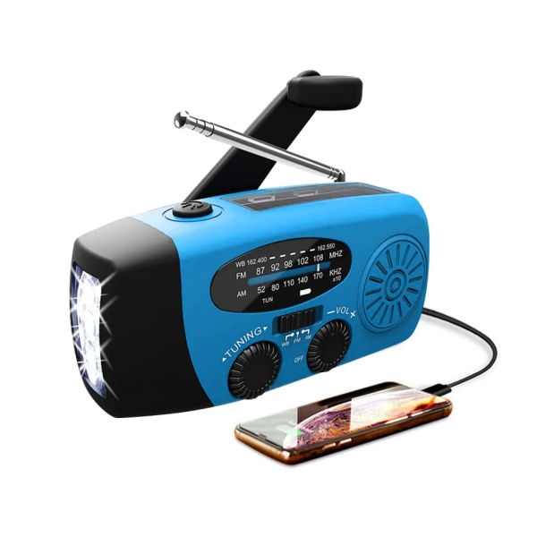 Emergency Solar Håndsveiv 1200mAh AM FM NOAA Værradio LED-lys USB-lader utendørs