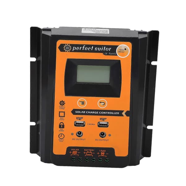 LCD Solar Opladningsafladningscontroller Solpanelregulator Dobbelt USB-udgang 12V 24V