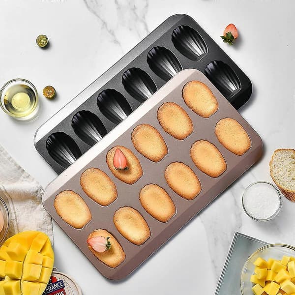 Non-stick belægning 12-delt muslingeskalskageform, 2-delt sæt husholdningsbageforme til snacks