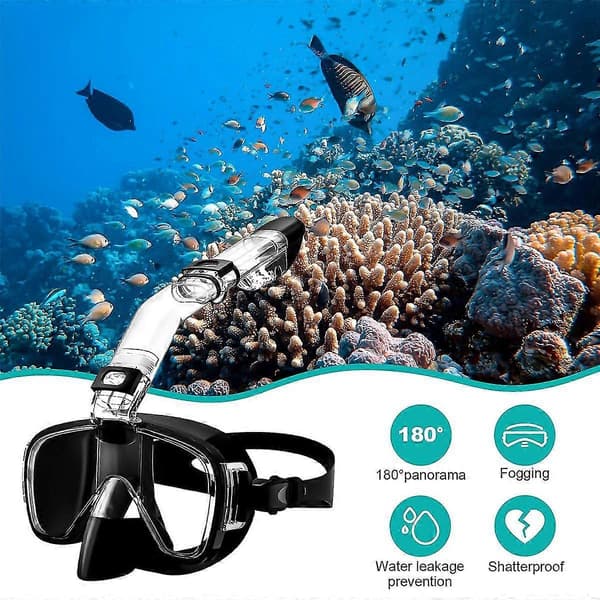 Snorkelmaske Foldbar Dykmaske Sæt Med Tør Og Kameramontering, Anti-dug Professionel Snorkling G