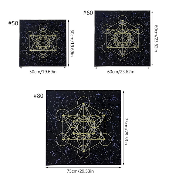 Metatrons Terning Krystal Grid Alter Tarotdug Dug Fløjl Astrologi Tarot Spådomskort Borddug Gobelin 60*60cm
