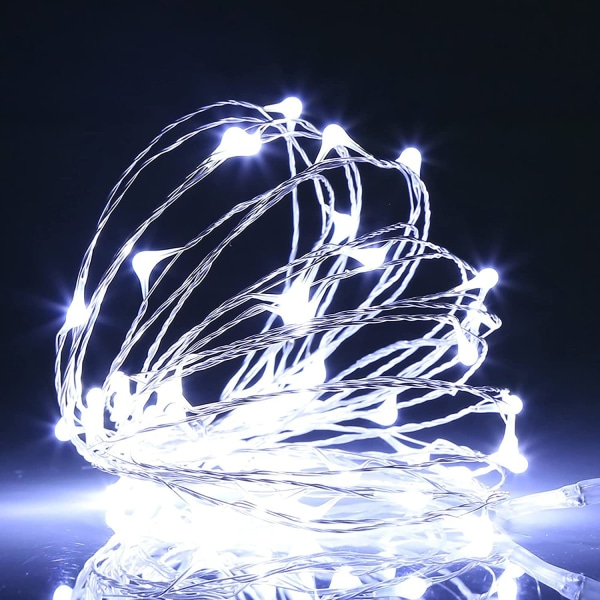 Led-valosarja ulkokäyttöön 10m 20m Kaukosäädin Ajastus Akku USB Puutarha Keijuvalo Kotijuhliin Joulukoriste White 20M 200LED