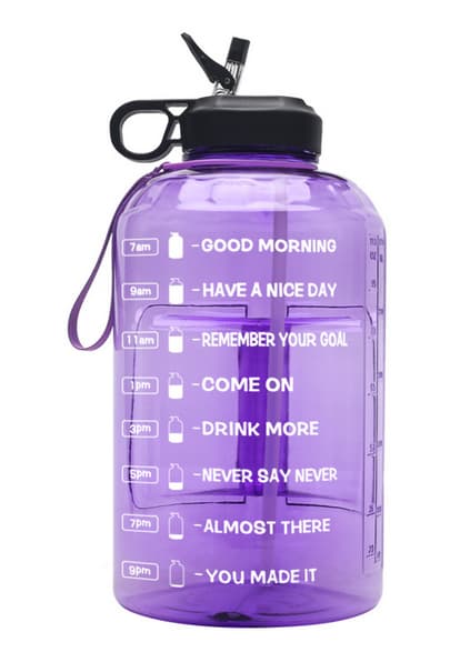 (svart)Gallon vattenflaska med tider att dricka - 128 oz vatten