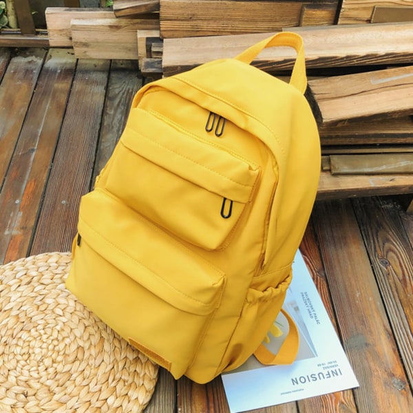 Ryggsäck i canvas för kvinnor Stor kapacitet Casual Daypack för skolresor Yellow