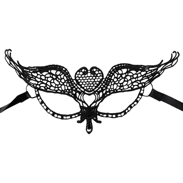 Glamorös maskeradmask i spets för Halloween - nr 6 Svart #6