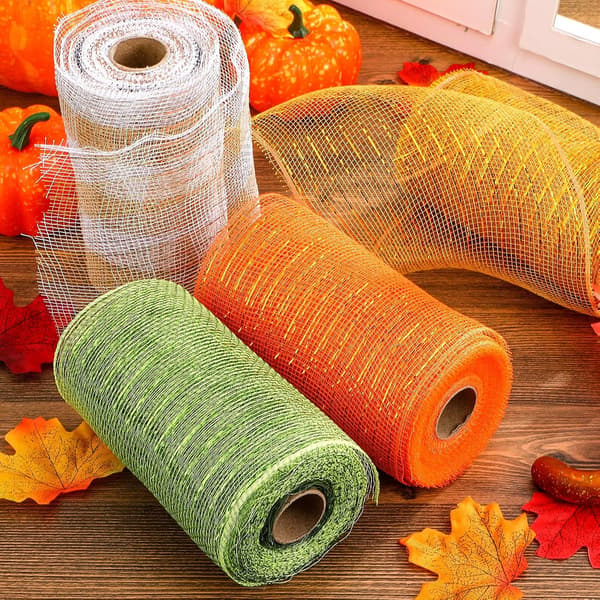 4 rullar Mesh Ribbon, Metallic Foil Mesh Ribbon Metallic Mesh Ribbon