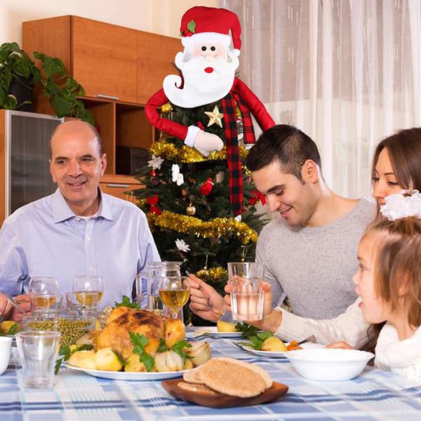 Stor julgran Topper Hat Santa Claus med Buffalo Pläd Sc