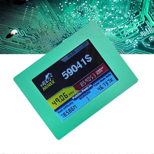 Nerdminer V2 Miner 56KH/S 2,8 tommer LCD-skærm BTC Lottery Miner Bitcoin Solo Miner Nerd Miner Grøn
