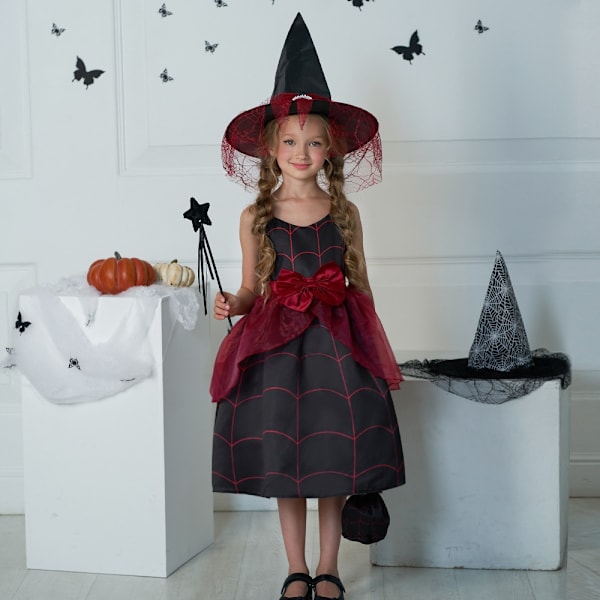 Tjejer Halloween Klänning Semester Casual Häxa Pumpa Cosplay kostym för barn AWS026 Set A Size 130