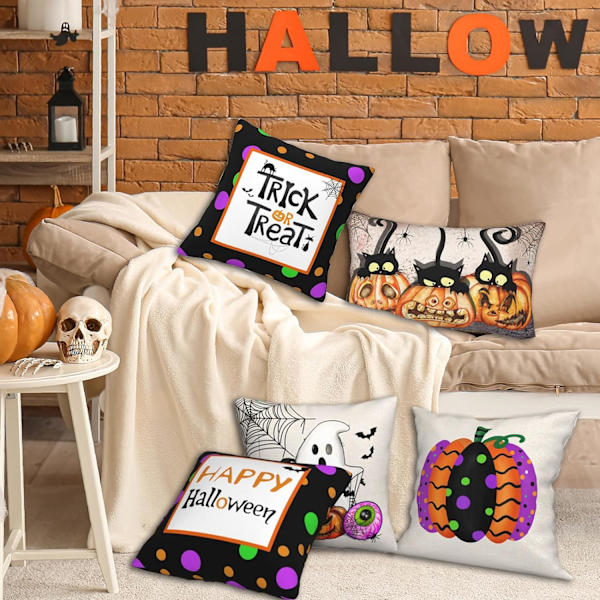 Halloween dekorationer kuddfodral 18x18 set med 4 bondgård inomhus