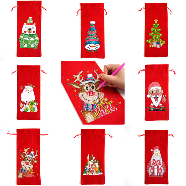 Vinflaskväska jul för diamond painting 5D cover DIY No.09