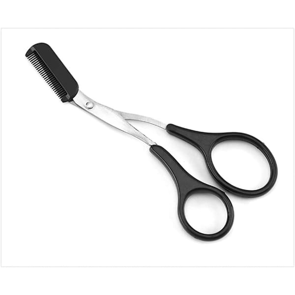 2 ST Øjenbrynstrimmersaks med kam Øjenvippeformende Cutter Shaper Beauty Tool (sort)