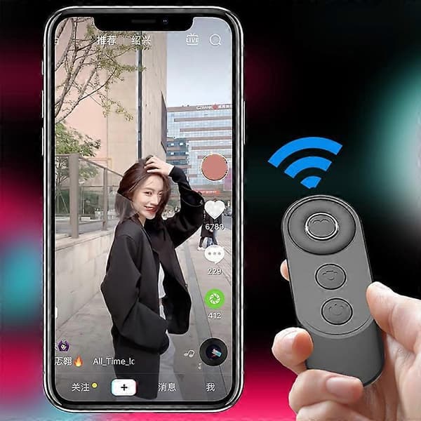 Trådløs fjernkontroll Multifunksjonell Håndfri Rask respons Lang rekkevidde Energibesparende Selvutløserkontroll Mini Bluetooth-kompatibel Selfie Smart