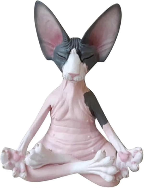 Sphynx Kat Mediterende Statue Samlerfigurer Zen Yoga Afslapning