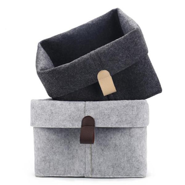 Filt Förvaringskorg Garderob Leksaksboklåda Organizer Light Grey One Size