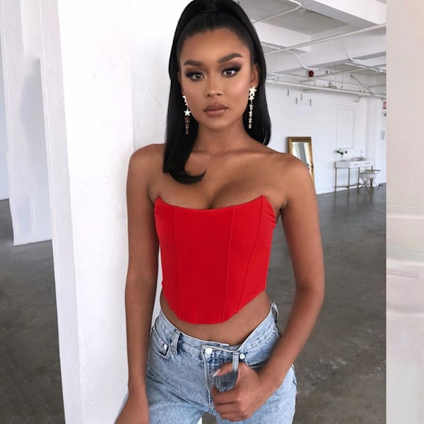 Ärmlös Top Off houlder Corset RED red S