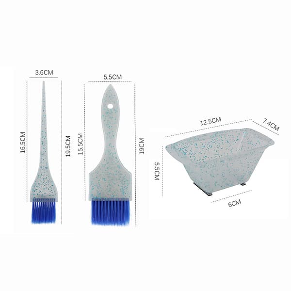 med 3 hårfarvebørster og sæt, bløde børster til farvning af børster, applikatorer til salon Hjem DIY-farvning Farvning Blue Set