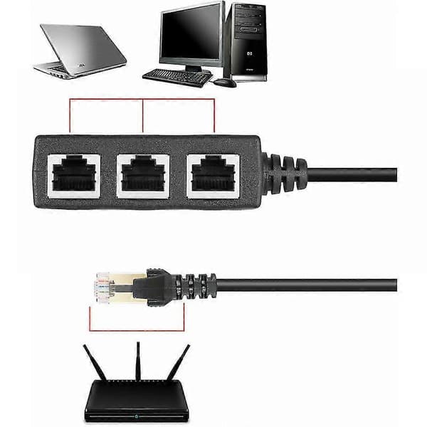 Rj45 Ethernet 1 til 3 Port Splitter Kabelnettverk med Cat5, Cat5e, Cat6, Cat7 Adapter Socket