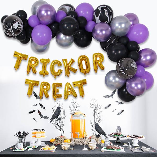 Halloween Ballong Chain Party Dekoration 72st Lila Polka Dot Wizard Latex Set set 5