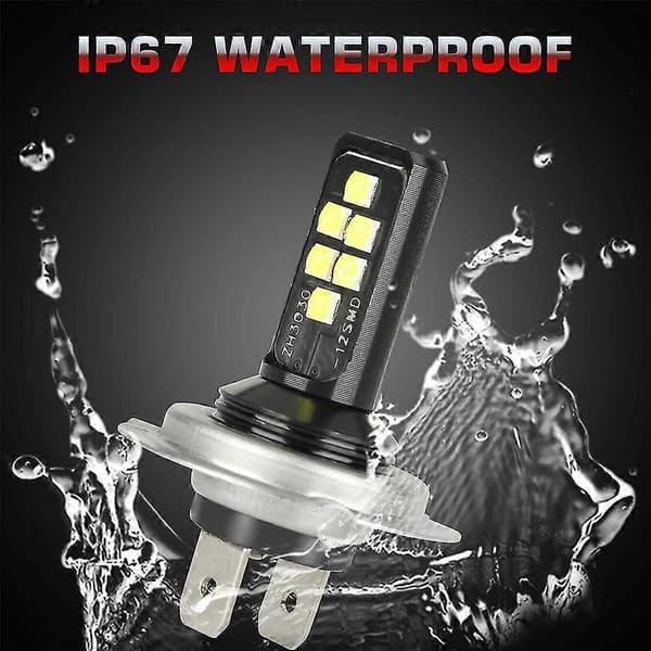 2 stk H7 LED frontlyspære Kit Fjernlys Nærlys 220W 60000lm Supersterk 6000k Hvit
