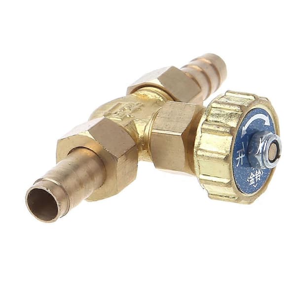 Armbågsventil i mässing 10 mm propan butan gasregulator med hullingförsedda nipplar 1 Mpa