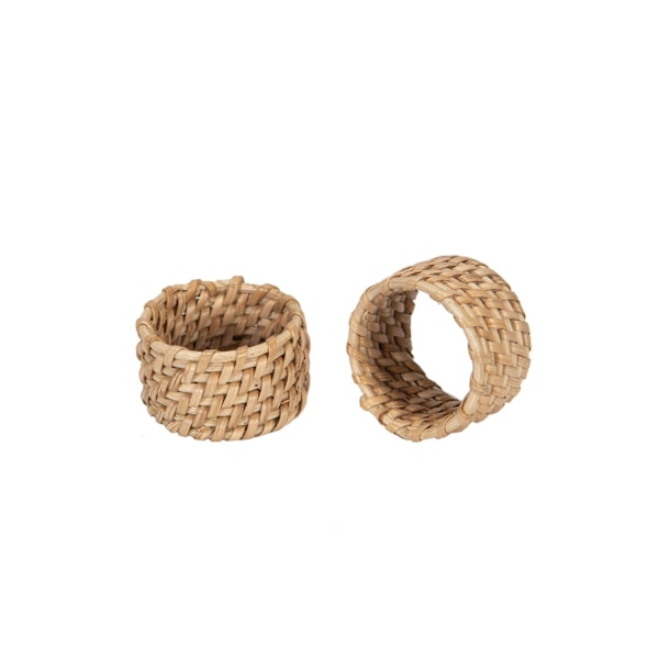 Servettringar Flätad korg  6-pack beige