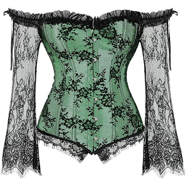 Korsetit naisille Overbust Bustier Top Gothic exy houlder 8127green S