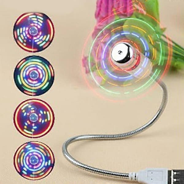 USB Design Bordventilator Justerbar ABS Energibesparende Lysende Køleventilator til Kollegieværelse Qinhai