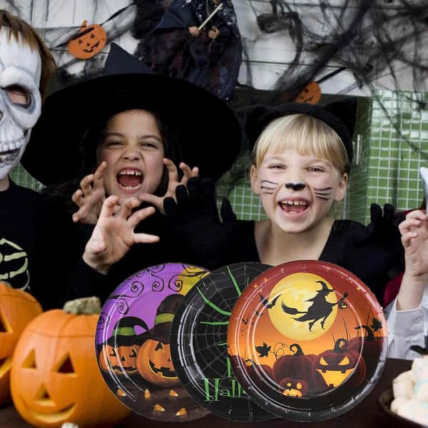Halloween set 10st rund papperstallrik