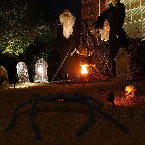 Halloween dekorationer utomhus jättespindel