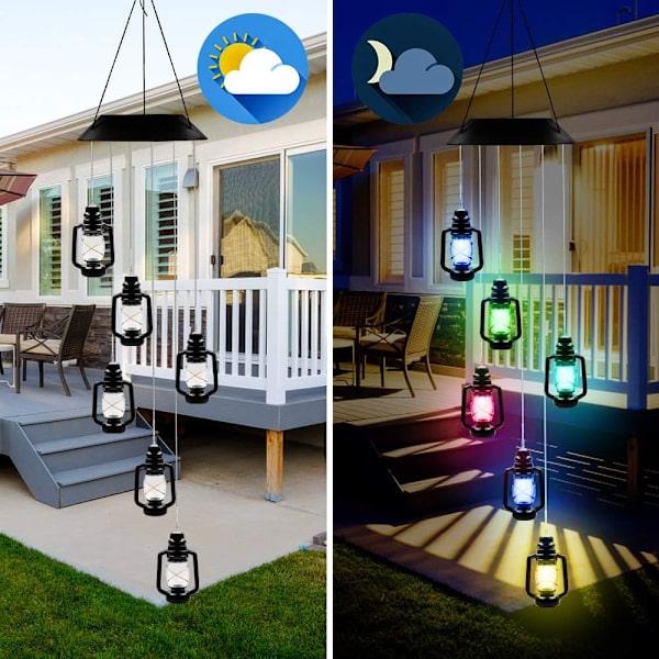 Lanterner Solar Wind Chimes til udendørs LED-lys, farveskiftende vandtætte Windchimes Unique Outdo