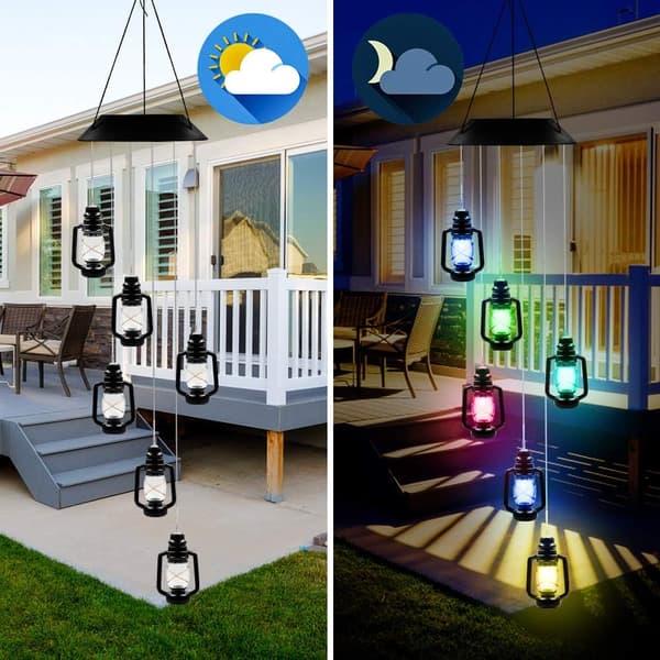 Lyktor Solar Wind Chimes för externa LED-lampor, färgskiftande vattentäta Windchimes Unique Outdo