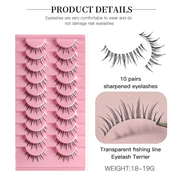 lear-Band lösögonfransar at-Eyes Wispy Natural Faux Mink Fransar Lätt volym Korta falska ögonfransar Manga Fransar C