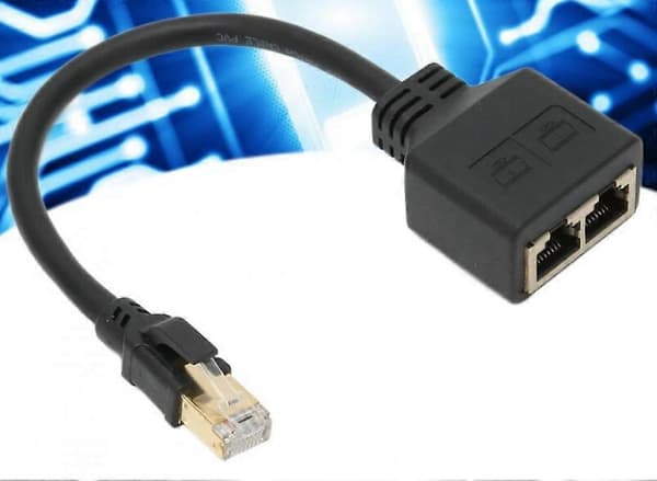 RJ45 Splitter Adapter, 1 til 2 Port RJ45 Netværk Ethernet Adapter Splitter, CAT8 Netværkskabel Splitter Adapter til Hjemmekontor