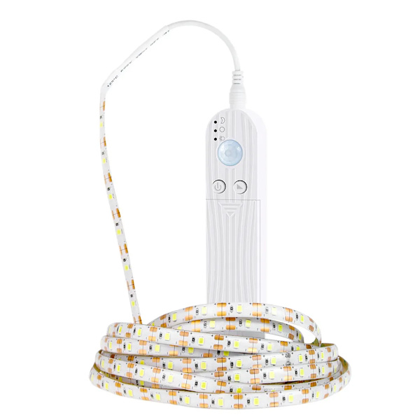 Dæmpbar LED-lampe med PIR-bevægelsessensor 1m 60LED-replampe til TV-computer Skrivebordsbaggrund Hjem Køkken Dekorativ belysning Hvid