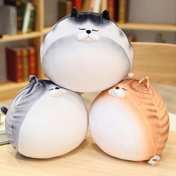 Söt fet katt docka katt kudde Fylld leksak D 30cm