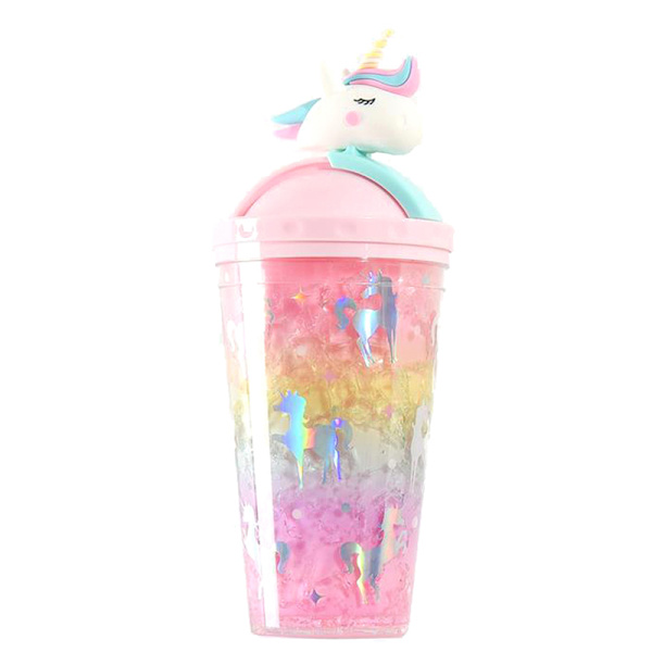 Unicorn Ice Cup vannflaske Gradient Girl Heart e Straw Cup Pink