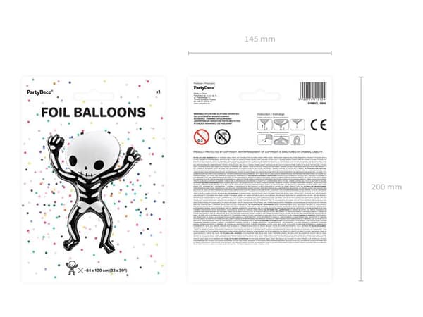 Folieballong Skjelett, Halloween- PartyDeco black