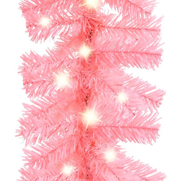 vidaXL Julegirlander med LED-lys 5 m rosa pink