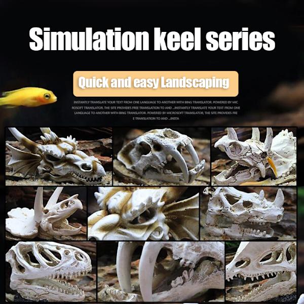 Akvarium akvarium dinosauriehuvud skalle prydnad harts hantverk Halloween rekvisita populärvetenskapliga verktyg Saber-toothed Tiger