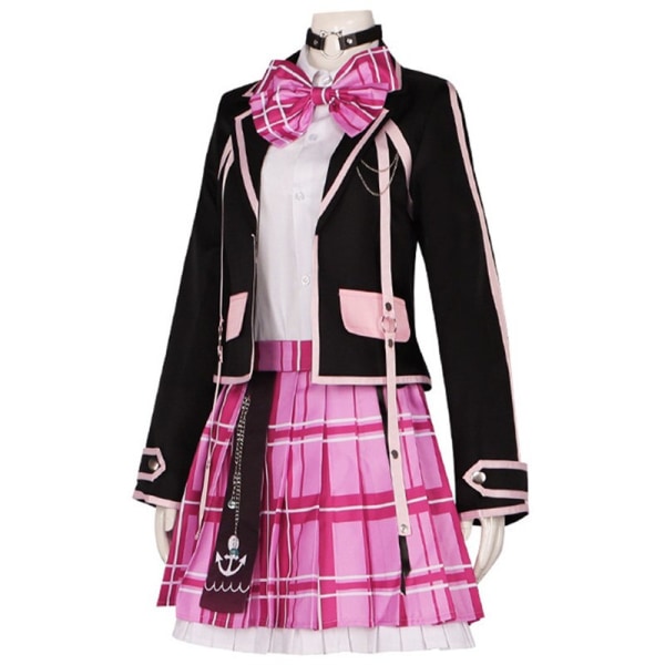 Minato Aqua Cosplay Kostume Voksen Kvinder Skjorte Nederdel Frakke Bælte Paryk Sæt Halloween Karneval Kostume Black XXL