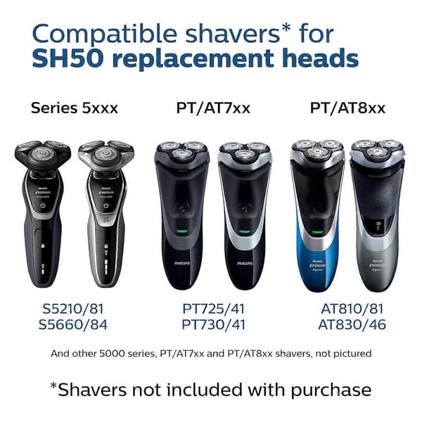 Udskiftningshoveder til Philips Norelco barbermaskine serie 5000, SH50/52