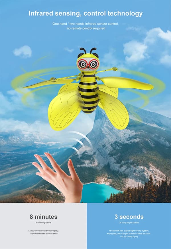10 cm Mini Flyvende Bie RC-drone med vinger Håndsensing Induksjon