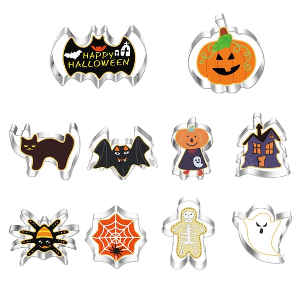 Halloween kageudstikkersæt - 10 stk rustfrit stål kage style 2