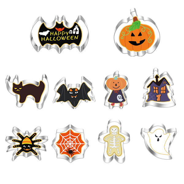 Halloween kakskärare set - 10 st rostfritt stål kaka style 2