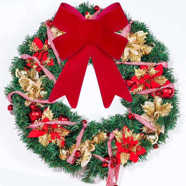 10 stycken Röda rosetter Julrosetter för kransar PVC sammet julgran