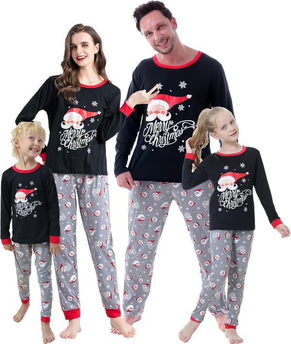Jul Familie Matchende Pyjamas Rød Holiday Pjs Sett Bomull Nattøy
