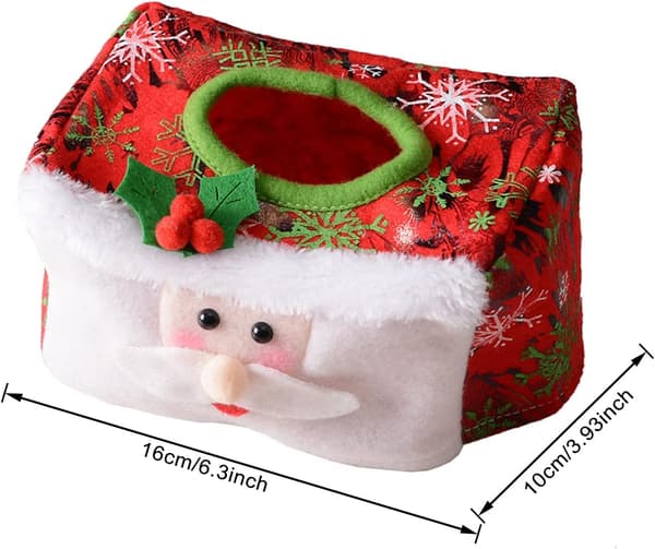 2Pcs Christmas Tissue Box Cover,Rectangular Napkin Holder Storage Box Cover for Home Kitchen Decor Party Supplies
