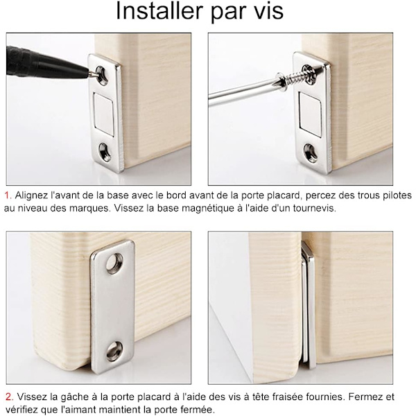 Magnetisk Dørmagnet Sæt med 6 Ultratyndt Rustfrit Stål