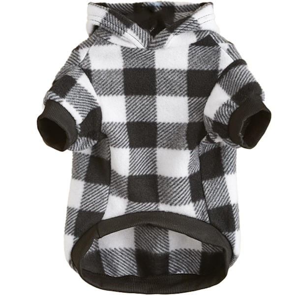 Rutete Hunde Hoodie Kæledyrs Sweatshirt Fleece Trøje med hat og Black-White M